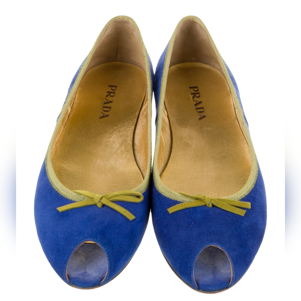 Prada suede flats with peep toe